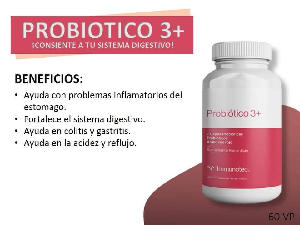 probiotico 3+ immunotec estomago inflamacion gastritits digestion